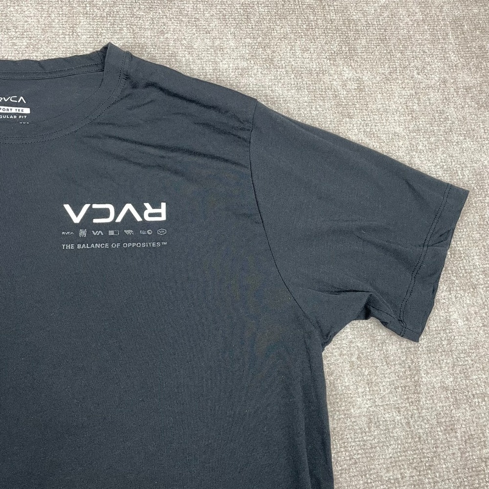 Rvca Sport T Shirt Mens 2XL Black Va Logo Graphic Print Crew Neck Regular Fit - Picture 4 of 11